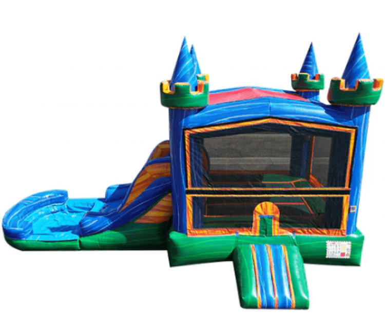 Green Marble Bounce House Slide Combo